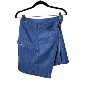 Converse Chambray Denim Wrap Mini Skirt With Cargo Pocket Womens Small NWT